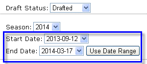 Date range drop down menus