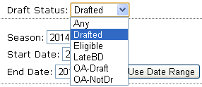 Draft Status drop down menu