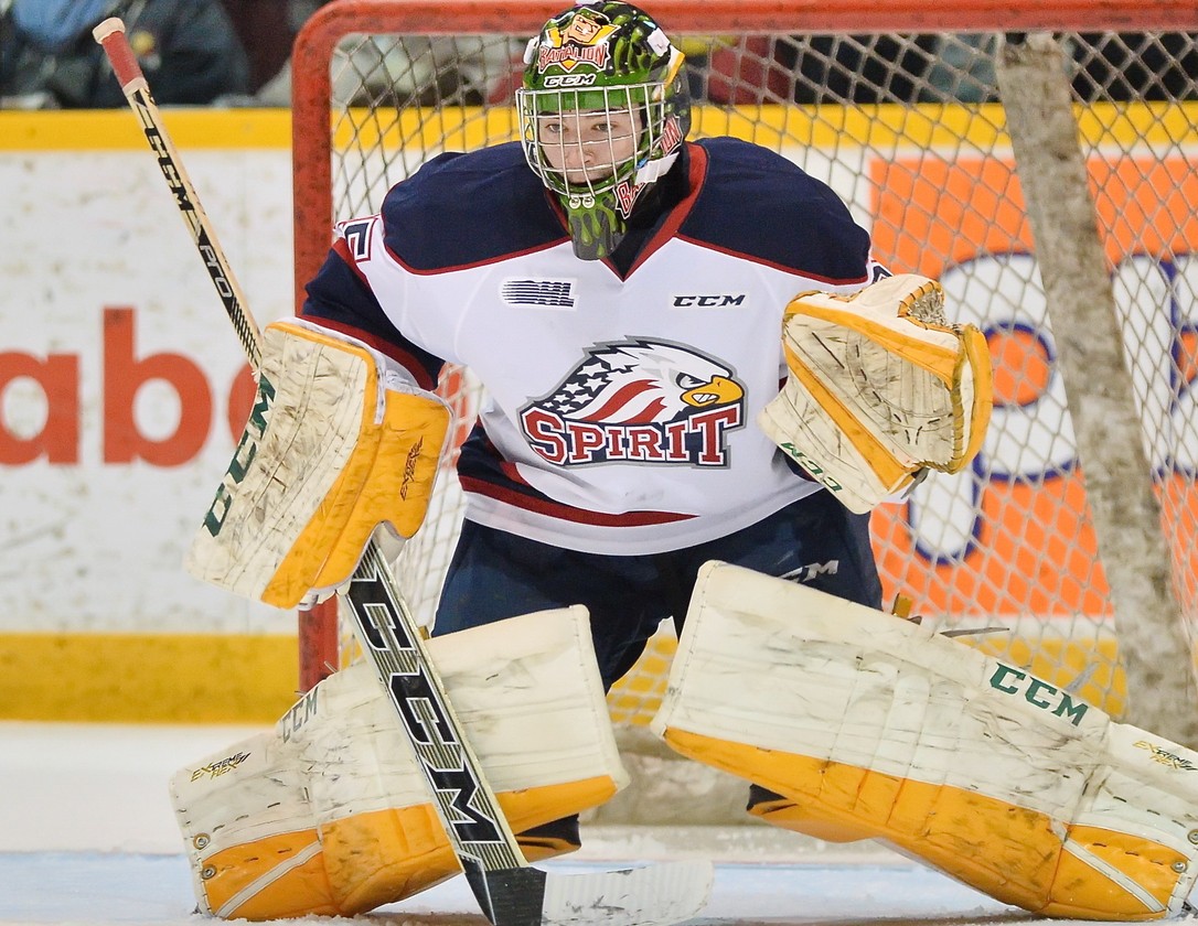 Evan Cormier of the Saginaw Spirit. Photo by Terry Wilson/OHL Images.