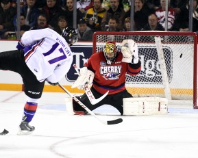 Action from the 2015 BMO CHL/NHL Top Prospects Game in St. Catharines, ON on Thursday January 22, 2015. Team Orr skated to a 6-0 win over Team Cherry. Photoby Aaron Bell/CHL Images