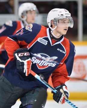 Logan Brown of the Windsor Spitfires. Photo by Terry Wilson/OHL Images.