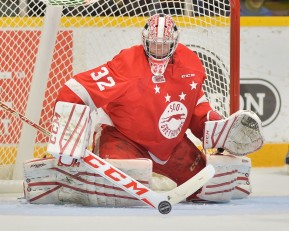 Joseph Raaymakers of the Sault Ste. Marie Greyhounds. Photo by Terry Wilson / OHL Images.