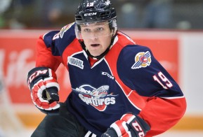 Christian Fischer of the Windsor Spitfires. Photo by Terry Wilson / OHL Images.