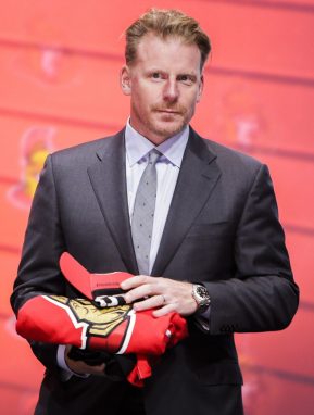 June 24, 2016: Former Senators player, Daniel Alfredsson, looks on after the Senators selected Logan Brown as the 11th pick in the first round of the 2016 NHL Entry Draft at First Niagara Center in Buffalo, NY (Photo by John Crouch/Icon Sportswire.)
