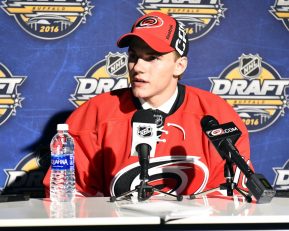 Jake Bean of the Calgary Hitmen was selected by the Carolina Hurricanes in the first round of the 2016 NHL Entry Draft in Buffalo, NY on Friday June 24, 2016. Photo by Aaron Bell/CHL Images