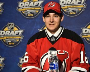 Evan Cormier of the Saginaw Spirit was selected by the New Jersey Devils at the 2016 NHL Draft in Buffalo, NY on Saturday June 25, 2016. Photo by Aaron Bell/CHL Images
