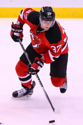 18 JUL 2015:  New Jersey Devils 2015 First Round draft pick Pavel Zacha (37)  during the New Jersey Devils development camp Red & White scrimmage playes at the Ameri Health Pavilion at Prudential Center in Newark,NJ