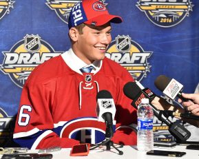 Mikhail Sergachev of the Windsor Spitfires was selected by the Montreal Canadiens in the first round of the 2016 NHL Entry Draft in Buffalo, NY on Friday June 24, 2016. Photo by Aaron Bell/CHL Images