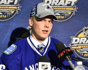 Olli Juolevi of the London Knights was selected by the Vancouver Canucks in the first round of the 2016 NHL Entry Draft in Buffalo, NY on Friday June 24, 2016. Photo by Aaron Bell/CHL Images