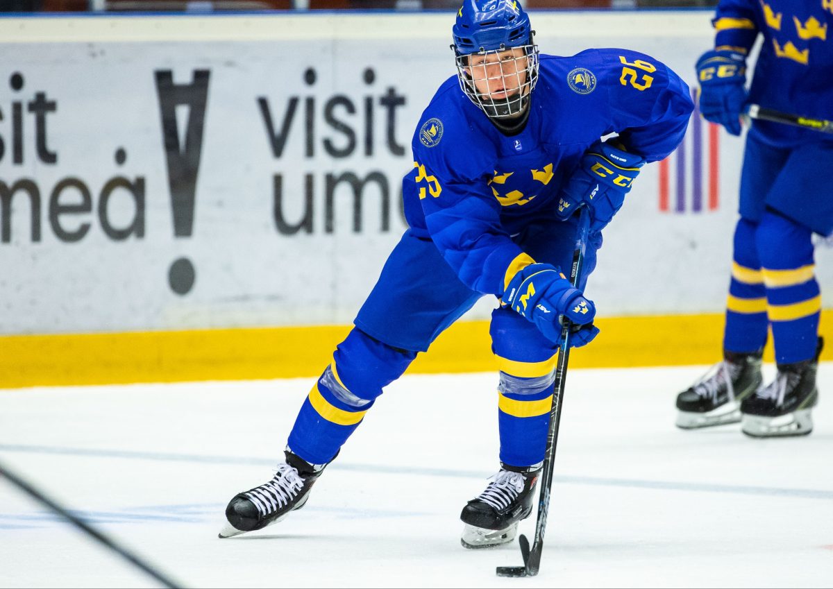 Lucas Raymond of Sweden during the IIHF U18 World Championship final game between Sweden and Russia on April 28 in Örnsköldsvik. Photo: Johan Löf / BILDBYRÅN