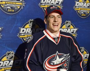 Pierre-Luc Dubois of the Cape Breton Screaming Eagles was selected by the Columbus Blue Jackets in the first round of the 2016 NHL Entry Draft in Buffalo, NY on Friday June 24, 2016. Photo by Aaron Bell/CHL Images