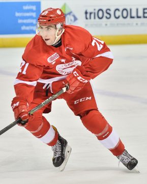 Conor Timmins of the Sault Ste. Marie Greyhounds. Photo by Terry Wilson / OHL Images.