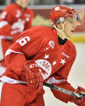 Morgan Frost of the Sault Ste. Marie Greyhounds. Photo by Terry Wilson / OHL Images.