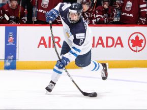 MONTREAL, CANADA - JANUARY 2: Finland's Miro Heiskanen #2 lets a shot go during relegation round action against Latvia at the 2017 IIHF World Junior Championship. (Photo by Andre Ringuette/HHOF-IIHF Images)