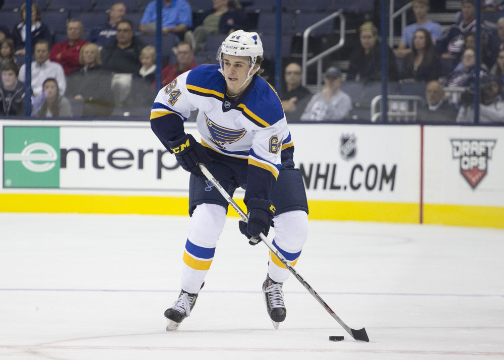 September 22 2015: Samuel Blais #64 of the St. Louis Blues