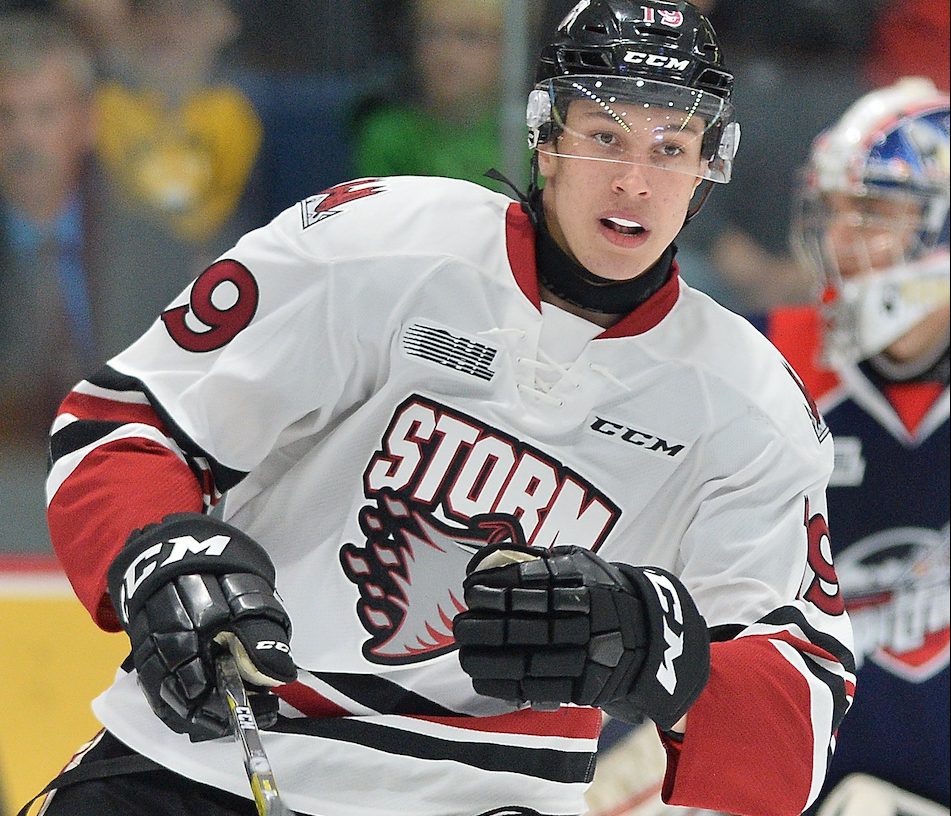 Isaac Ratcliffe of the Guelph Storm. Photo by Terry Wilson / OHL Images.