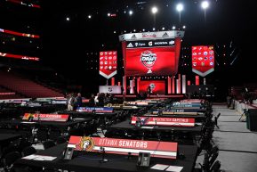 CHICAGO, IL - JUNE 23: A general view of the floor prior to the first round of the 2017 NHL Draft on June 23, 2017, at the United Center, in Chicago, IL. (Photo by Patrick Gorski/Icon Sportswire)