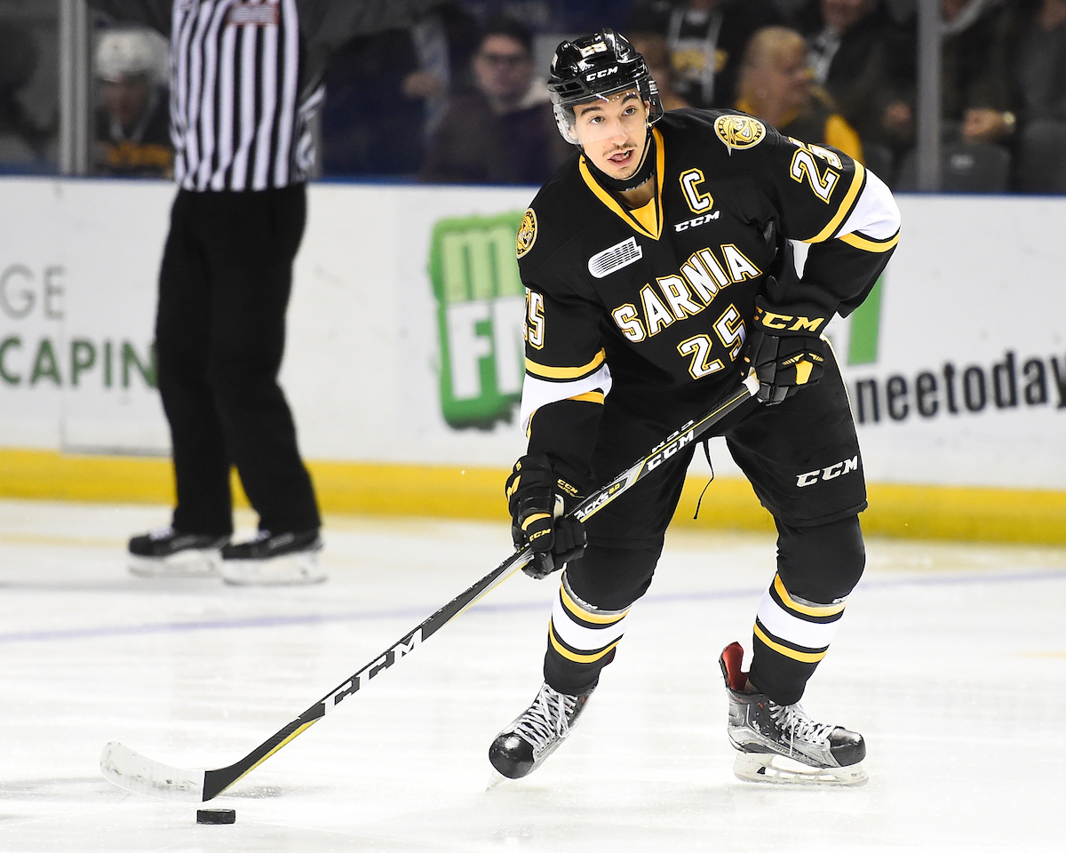 Jordan Kyrou of the Sarnia Sting. Photo by Aaron Bell/OHL Images