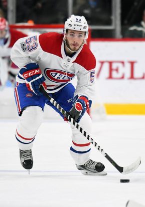 MINNEAPOLIS, MN - NOVEMBER 02: Montreal Canadiens Defenceman Victor Mete (53) skates with the puck during a NHL game between the Minnesota Wild and Montreal Canadians on November 2, 2017 at Xcel Energy Center in St. Paul, MN.The Wild defeated the Canadians 6-3.(Photo by Nick Wosika/Icon Sportswire)