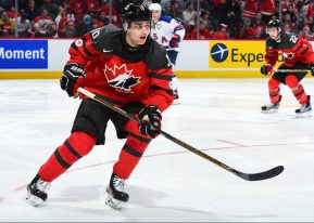 MONTREAL, CANADA - JANUARY 5: Canada's Kale Clague #10 skates during gold medal game action at the 2017 IIHF World Junior Championship. (Photo by Matt Zambonin/HHOF-IIHF Images)