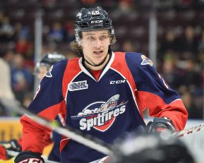 Curtis Douglas of the Windsor Spitfires. Photo by Terry Wilson / OHL Images.