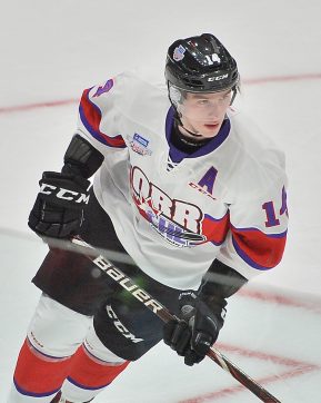 Andrei Svechnikov of the Barrie Colts represents Team Or r in the 2018 Sherwin-Williams CHL / NHL Top Prospects Game held in Guelph,ON on Thursday January 25. Photo by Terry Wilson / CHL Images.
