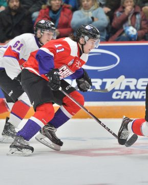 Filip Zadina of the Halifax Mooseheads represents Team Cherry in the 2018 Sherwin-Williams CHL / NHL Top Prospects Game held in Guelph,ON on Thursday January 25. Photo by Terry Wilson / CHL Images.