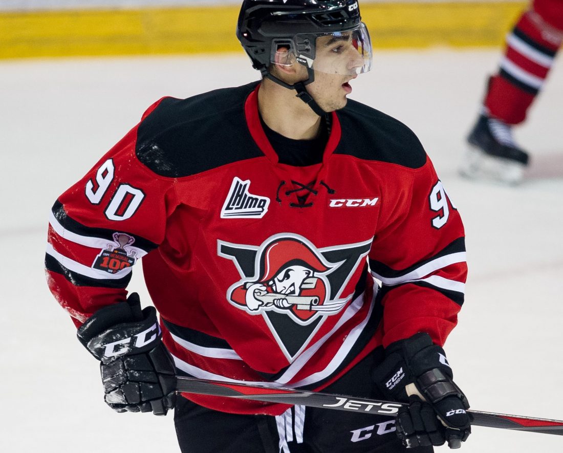 Joe Veleno (#90), player of Drummondville Voltigeurs, season 2017-18 of the QMJHL. Drummondville, Que., Dec. 30, 2017. THE CANADIAN PRESS IMAGES/Ghyslain Bergeron