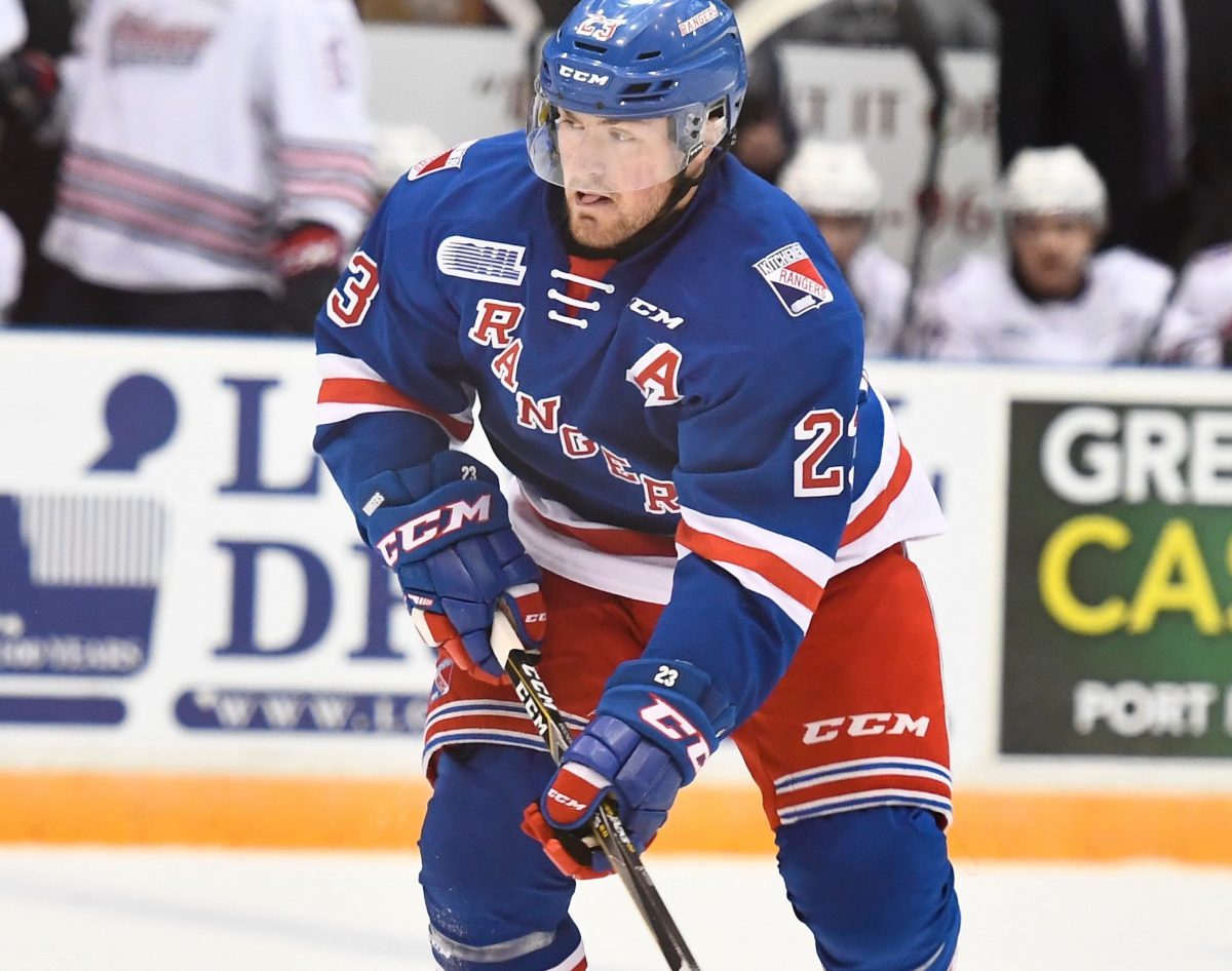 Adam Mascherin of the Kitchener Rangers. Photo by Aaron Bell/OHL Images