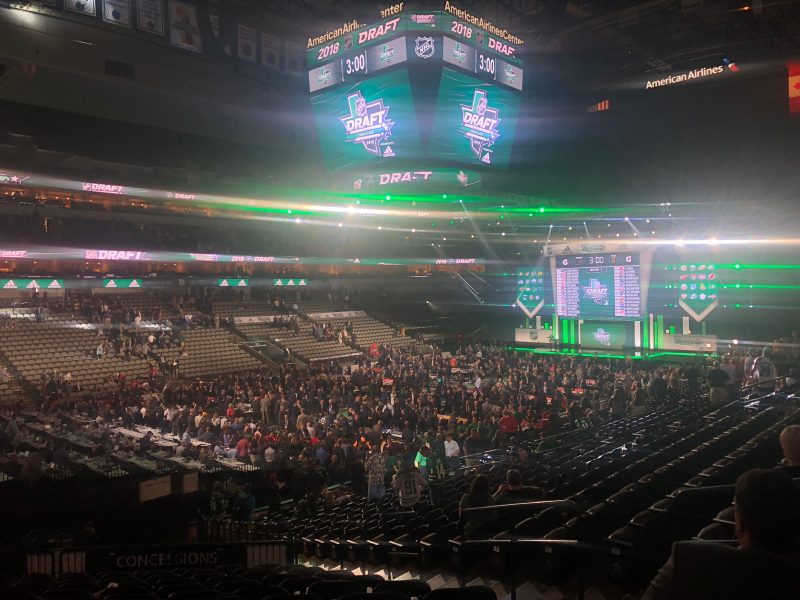 2018 NHL Draft floor at the end of the 7th round. Photo by Tom Dorsa