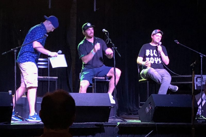 Puck Soup at the 2018 NHL Draft. Greg Wyshynski and Dave Lozo with special guest Stephen Johns. Photo by Tom Dorsa.