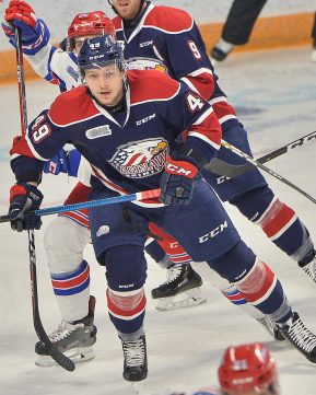 Cole Coskey of the Saginaw Spirit. Photo by Terry Wilson / OHL Images.