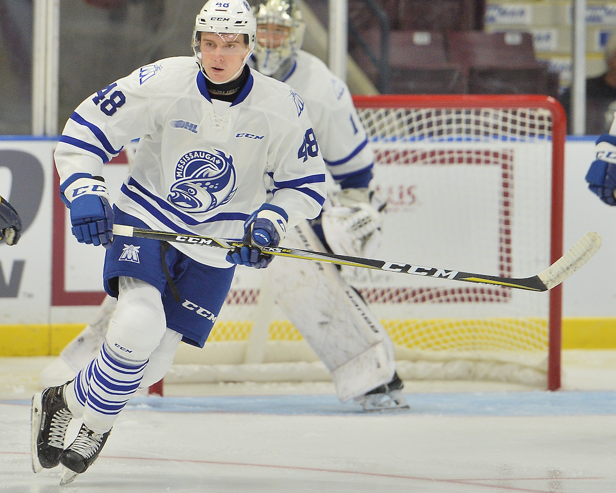 Thomas Harley of the Mississauga Steelheads. Photo by Terry Wilson / OHL Images.