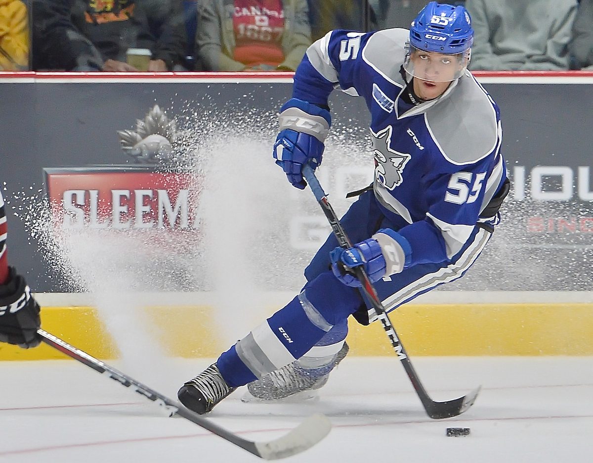 Quinton Byfield on the Sudbury Wolves. Photo courtesy of the OHL. 
