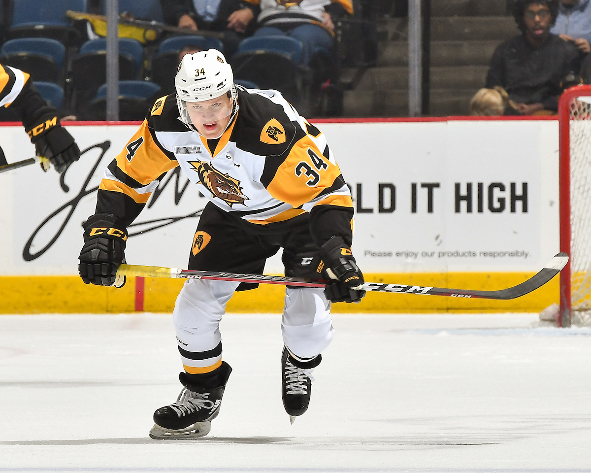 Forward #34 Arthur Kaliyev of the Hamilton Bulldogs. Photo courtesy of the OHL.