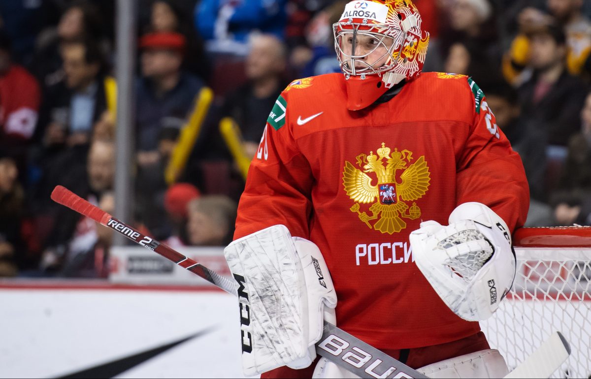 Goaltender Pyotr Kochetkov of Russia during the 2019 IIHF World Junior Championship semifinal game between Russia and USA on January 4, 2019 in Vancouver. Photo: Joel Marklund / BILDBYRÅN / kod JM / 87837