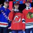 VANCOUVER, BC - JUNE 21: Kaapo Kakko, Jack Hughes, and Kirby Dach pose for a photo onstage after being selected in the top three in the first round of the 2019 NHL Draft at Rogers Arena on June 21, 2019 in Vancouver, British Columbia, Canada. (Photo by Derek Cain/Icon Sportswire)