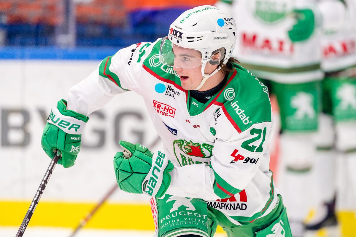 Rögles Nils Höglander during match in SHL between Växjö and Rögle on February 2, 2019 in Växjö. Foto: Jonas Ljungdahl / BILDBYRÅN / Kod JO / 