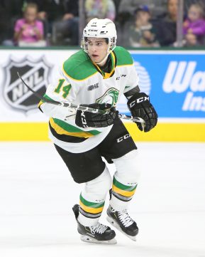 Luke Evangelista of the London Knights. Photo by Luke Durda/OHL Images
