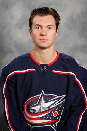 COLUMBUS, OH - SEPTEMBER 12:  Andrew Peek #2 of the Columbus Blue Jackets poses for his official headshot for the 2019-2020 season on September 12, 2019 at Nationwide Arena in Columbus, Ohio.  (Photo by Jamie Sabau/NHLI via Getty Images) *** Local Caption *** Andrew Peek