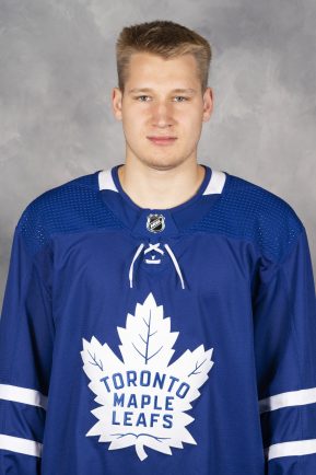 TORONTO, CANADA - SEPTEMBER 12: Egor Korshkov of the Toronto Maple Leafs poses for his official headshot for the 2019-2020 season on September 12, 2019 at Ford Performance Centre in Toronto, Ontario, Canada. (Photo by Mark Blinch/NHLI via Getty Images)