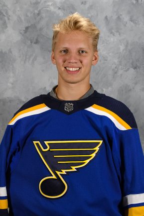 ST. LOUIS, MO – SEPTEMBER 12: Nikita Alexandrov #32 of the St. Louis Blues poses for his official headshot for the 2019-2020 season on September 12, 2019 at the Enterprise Center in St. Louis, Missouri. (Photo by Scott Rovak/NHLI via Getty Images)