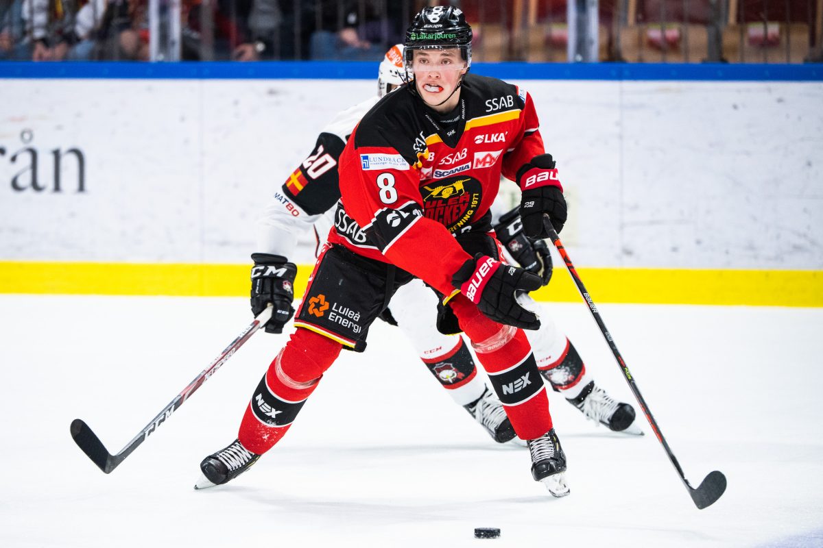 Luleås Noel Gunler during the ice hockey match in SHL between Luleå and Malmö on October 26, 2019 in Luleå. Photo: Simon Eliasson / BILDBYRÅN / 