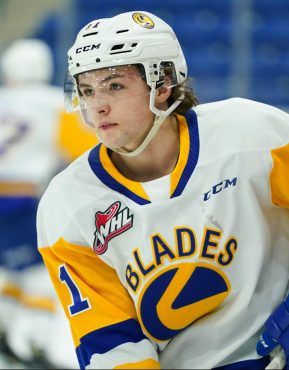 Tristan Robins. Photo by Steve Hiscock/Saskatoon Blades. 