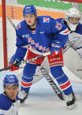 Declan McDonnell of the Kitchener Rangers. Photo by Terry Wilson / OHL Images.