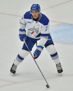 Isaak Phillips of the Sudbury Wolves. Photo by Terry Wilson / OHL Images.