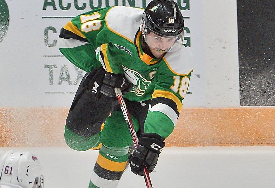Liam Foudy of the London Knights. Photo by Terry Wilson / OHL Images.