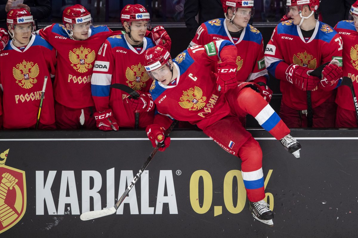 201107 Ishockey, Karjala Tournament, Sverige - Ryssland: Vasili Podkolzin #19, RUS during Icehockey Karjala Tournament match between Sweden - Russia at the Hartwall Arena on 07. November 2020 in Helsinki, Finland. (Tomi Hänninen/Newspix24) © Bildbyrån - COP 211 - SWEDEN ONLY